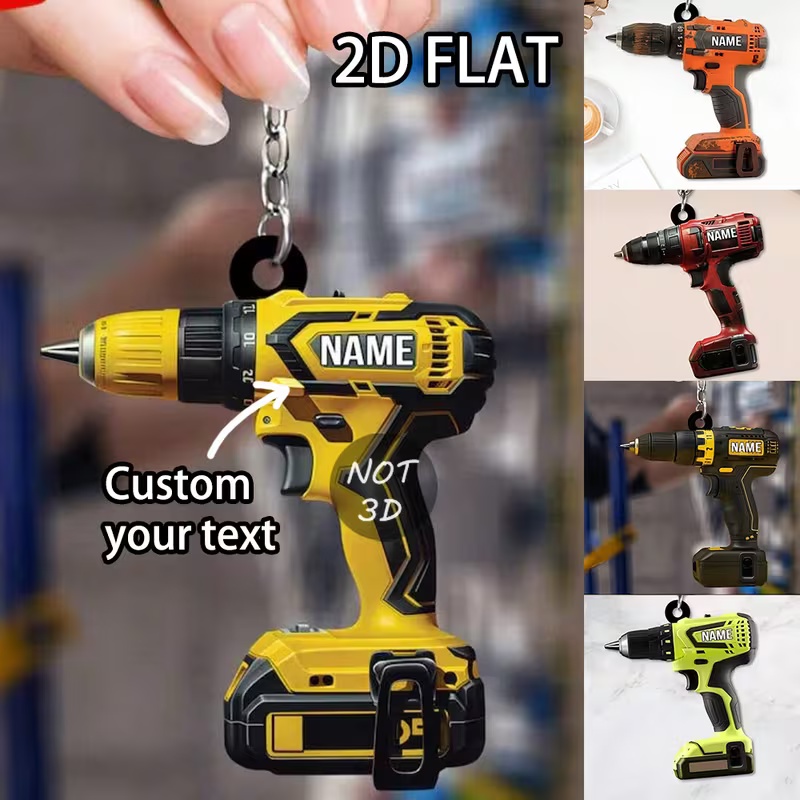 맞춤형 이름이 새겨진 전동 드릴 키링, 2D 평면 아크 - Power Tools With Names 리뷰 및 가격